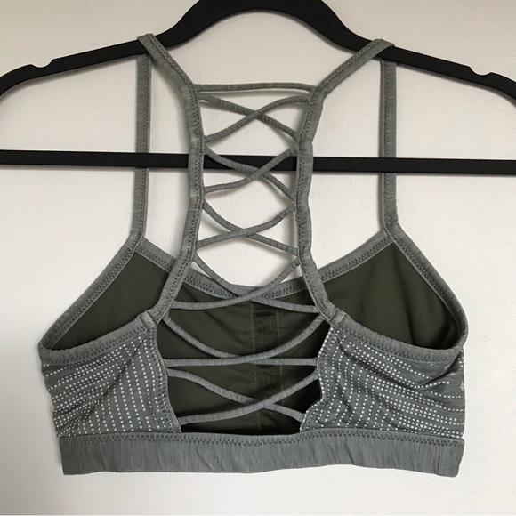 PrAna Green Geometric Print Lattice Back Isaline Sports Bra Size XS - Picture 5 of 12